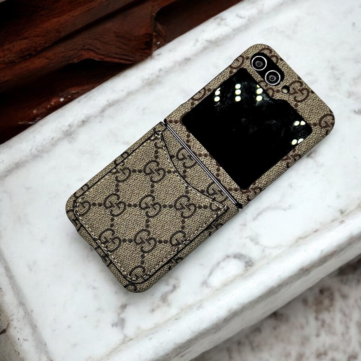 Samsung Galaxy Z Flip 6 GG Design Card Holder Leather Case Cover