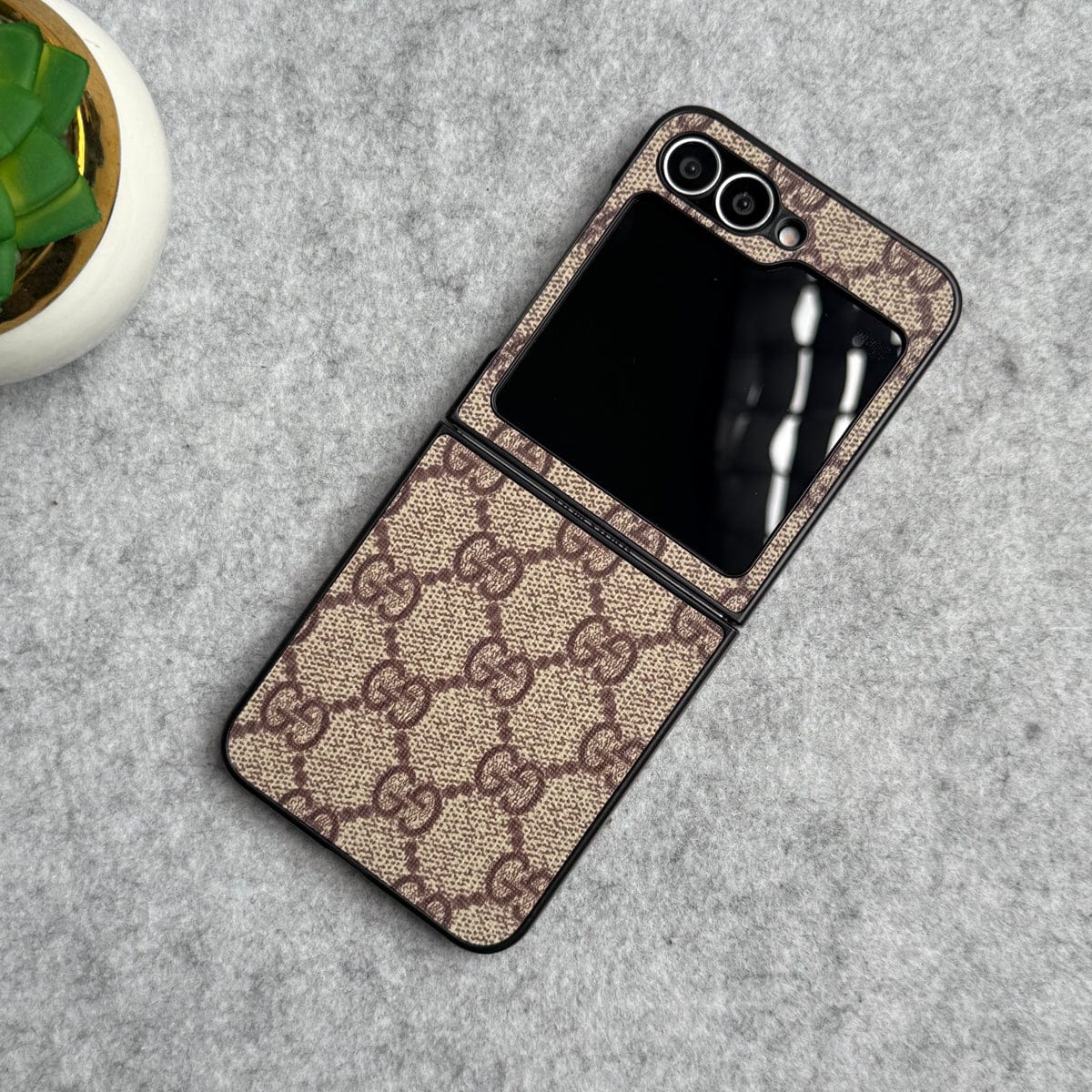 Samsung Galaxy Z Flip 6 Luxury GG Pattern PU Leather Cover
