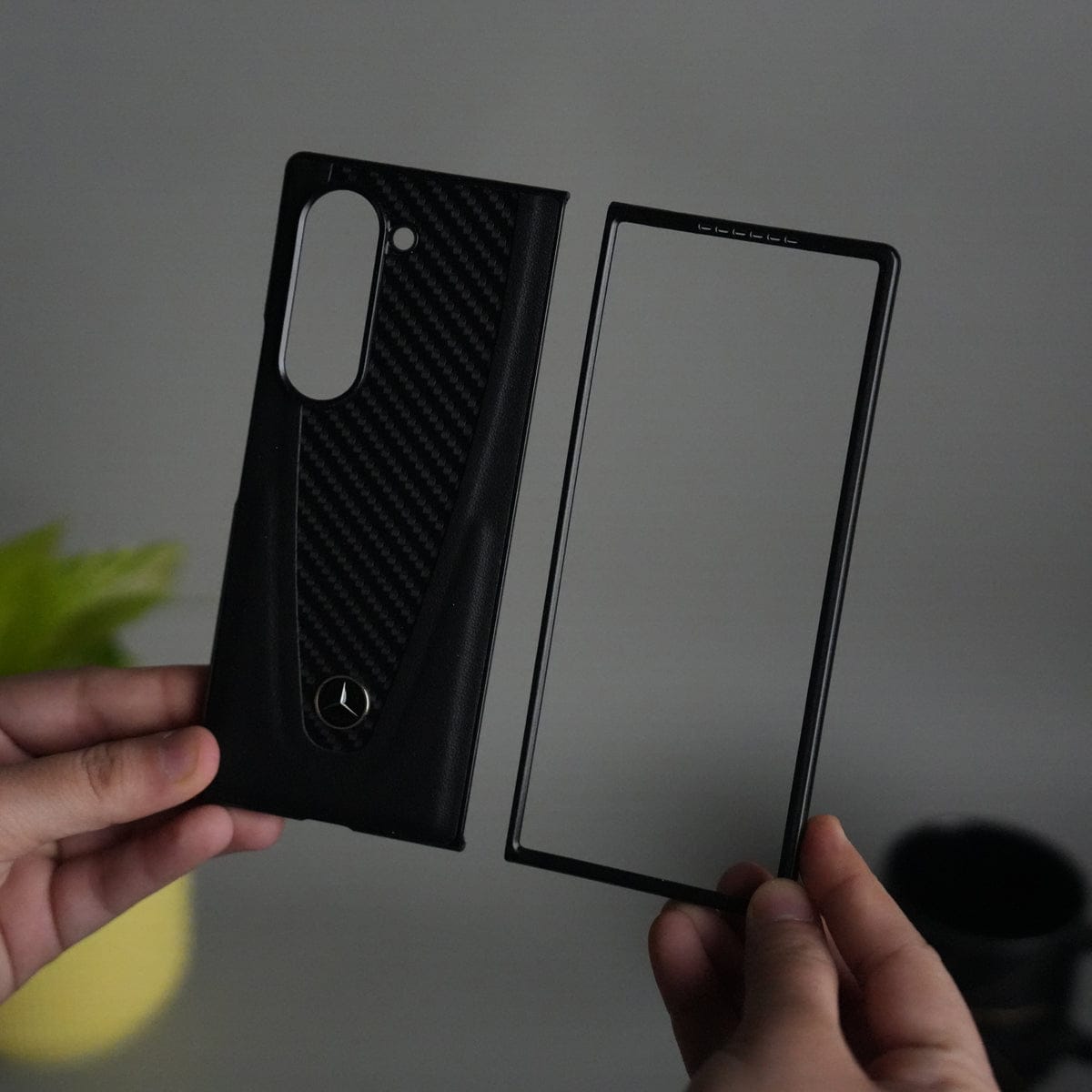 Galaxy Z fold 6 Merc Carbon Pattern PU Leather Case Cover