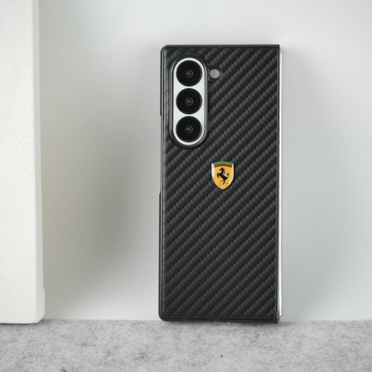 Samsung Galaxy Z Fold 5 FR Sports Car Logo Carbon Fiber Texture Case Cover