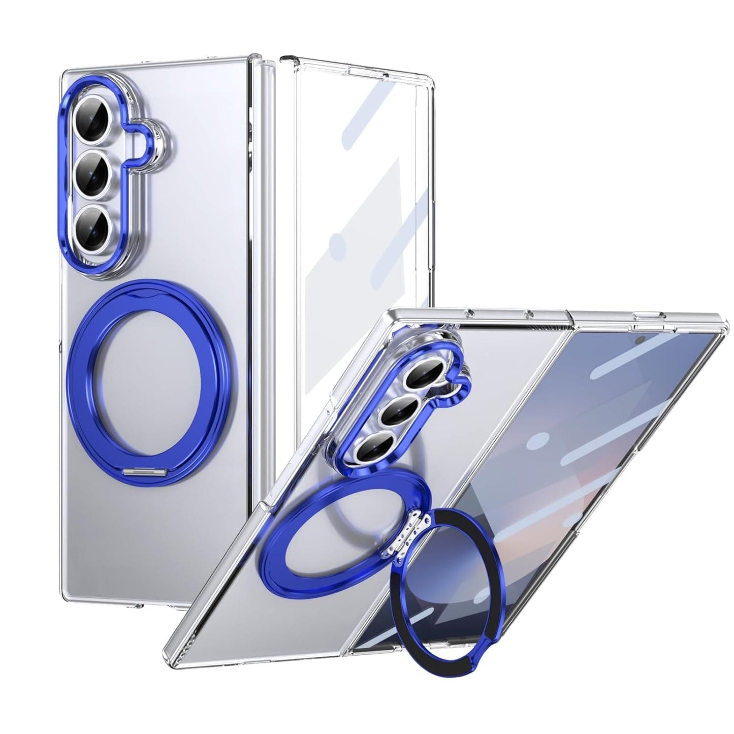 Samsung Galaxy Z Fold 7 Transparent 360°Rotating Magnetic Holder Case Cover