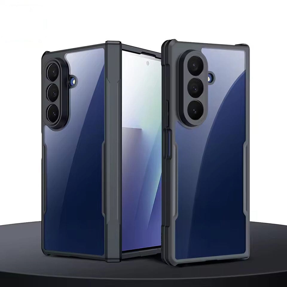 Galaxy Z Fold 7 Shockproof Airbags Bumper Transparent Back Case Cover | Hinge Protection