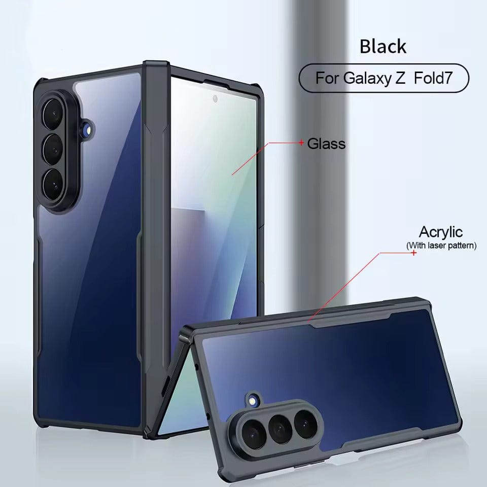 Galaxy Z Fold 7 Shockproof Airbags Bumper Transparent Back Case Cover | Hinge Protection