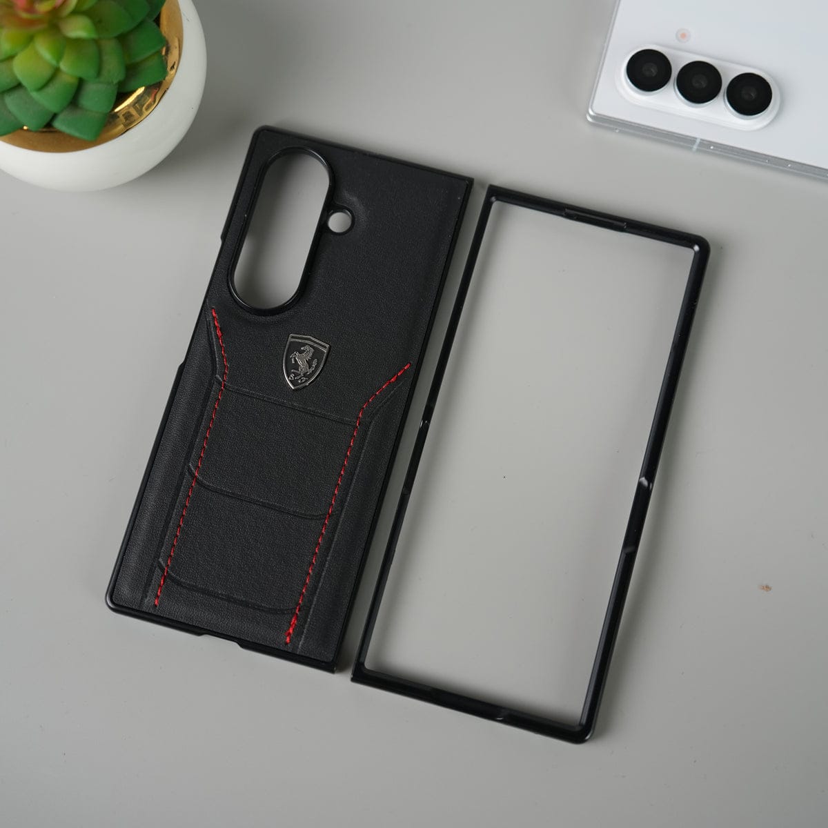 Samsung Galaxy Z Fold 7 FR Stitched PU Leather Case Cover