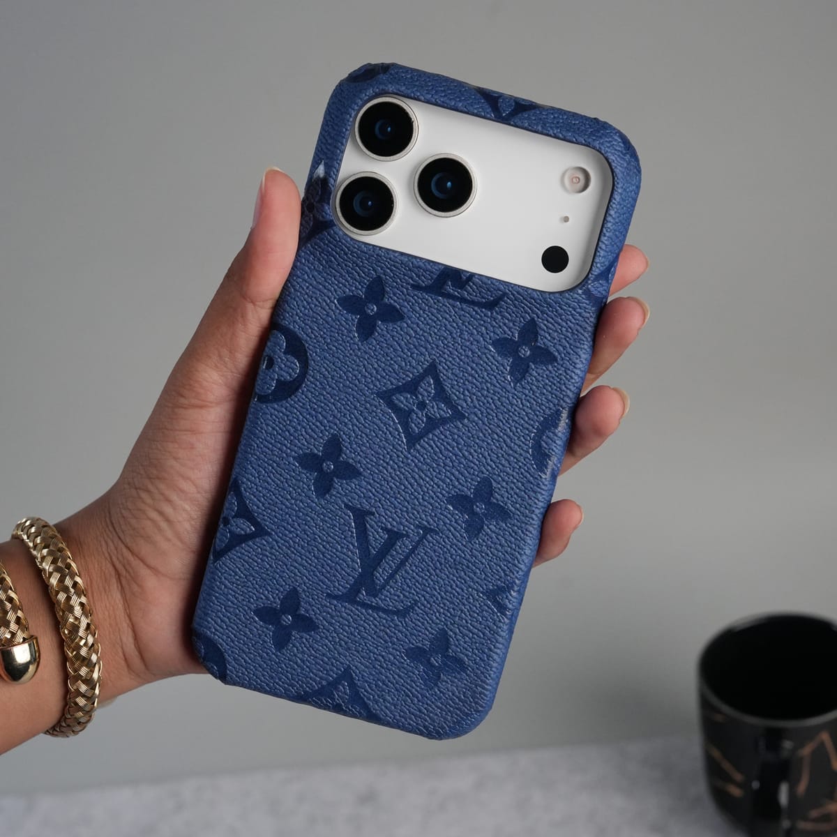 iPhone 17 Series Luxury Full PU Leather Designer Case Cover | Blue