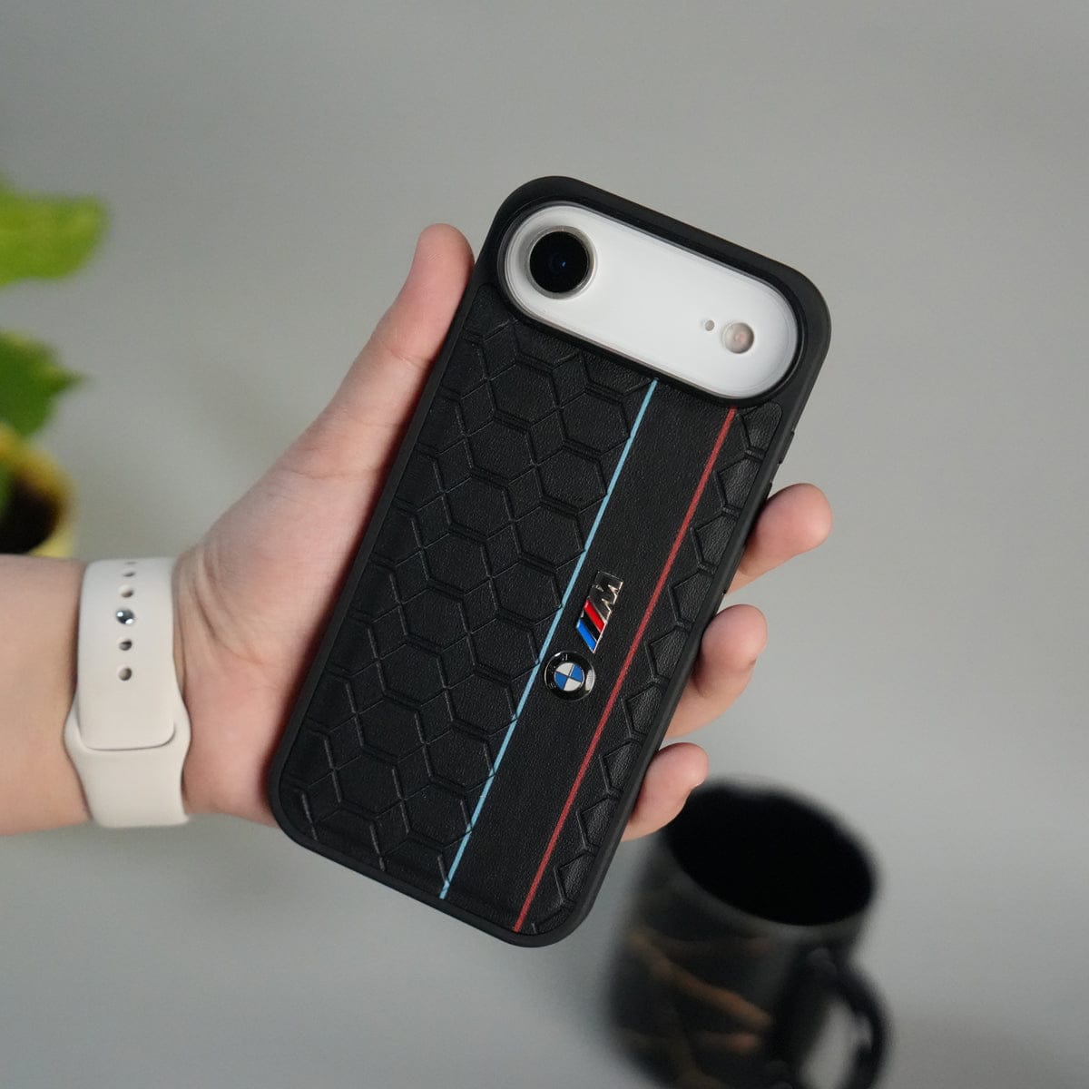 iPhone 17 Air BMW & M Performance Logo With Honeycomb Design Case Cover(Black)