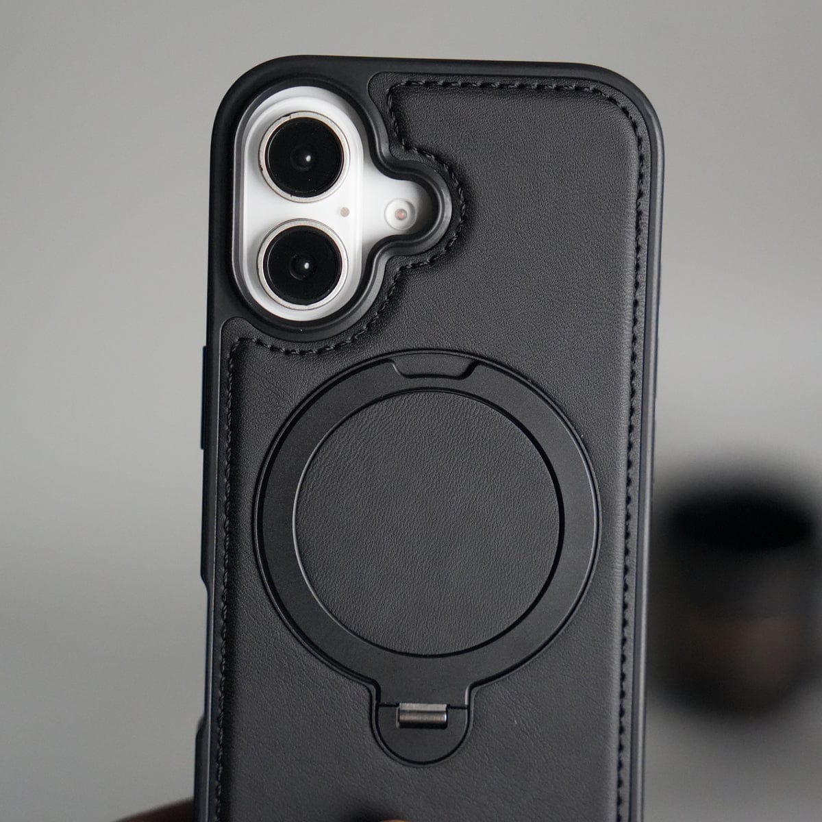 iPhone 17 Premium PU Leather Kickstand Case | Luxury Shockproof Protective Back Cover