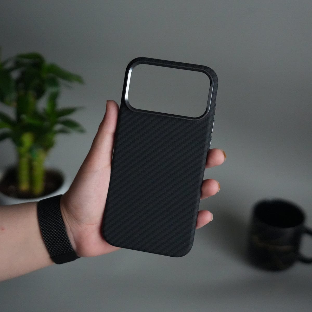 iPhone 17 Pro Carbon Fiber Texture Design Hard Pc MagSafe Case Cover BlackCarbon