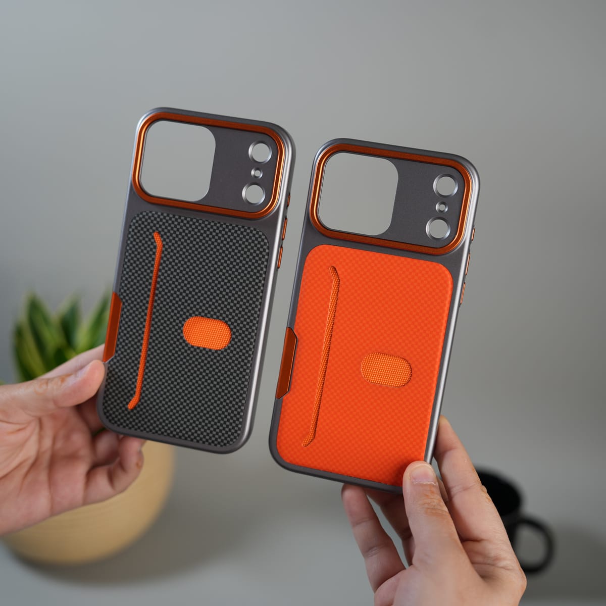 iPhone 17 Pro Max Metalic Grip Case with Camera Protection | MagSafe Supported Card Holder Back Cover