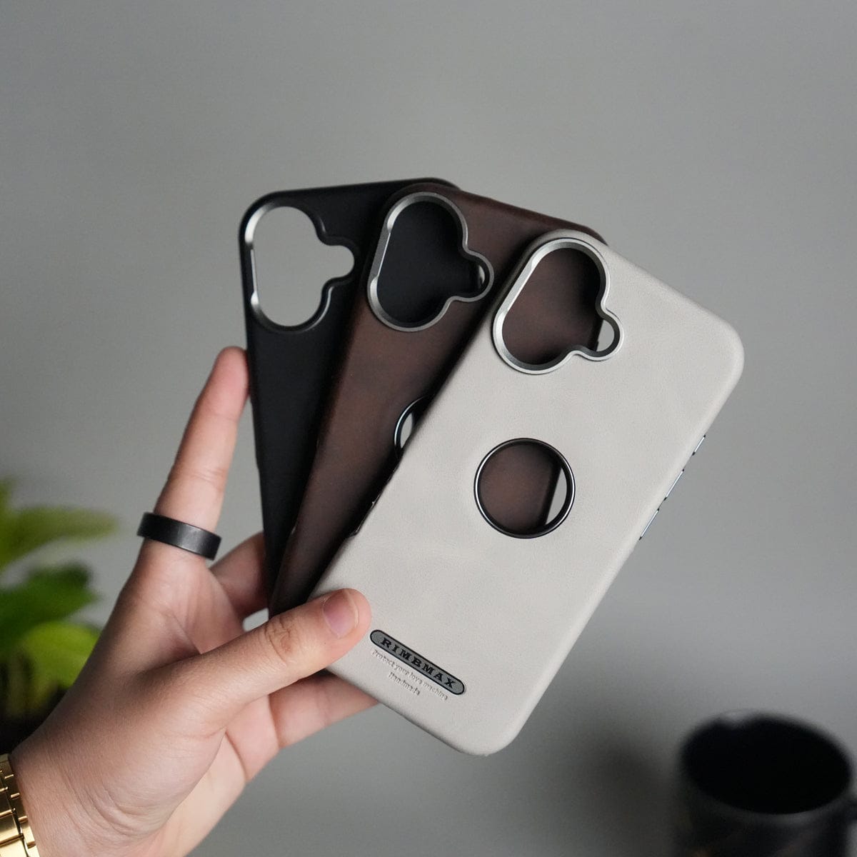 iPhone 17 PU Leather Logo Cut MagSafe Case | Metal Camera Frame with Premium Finish