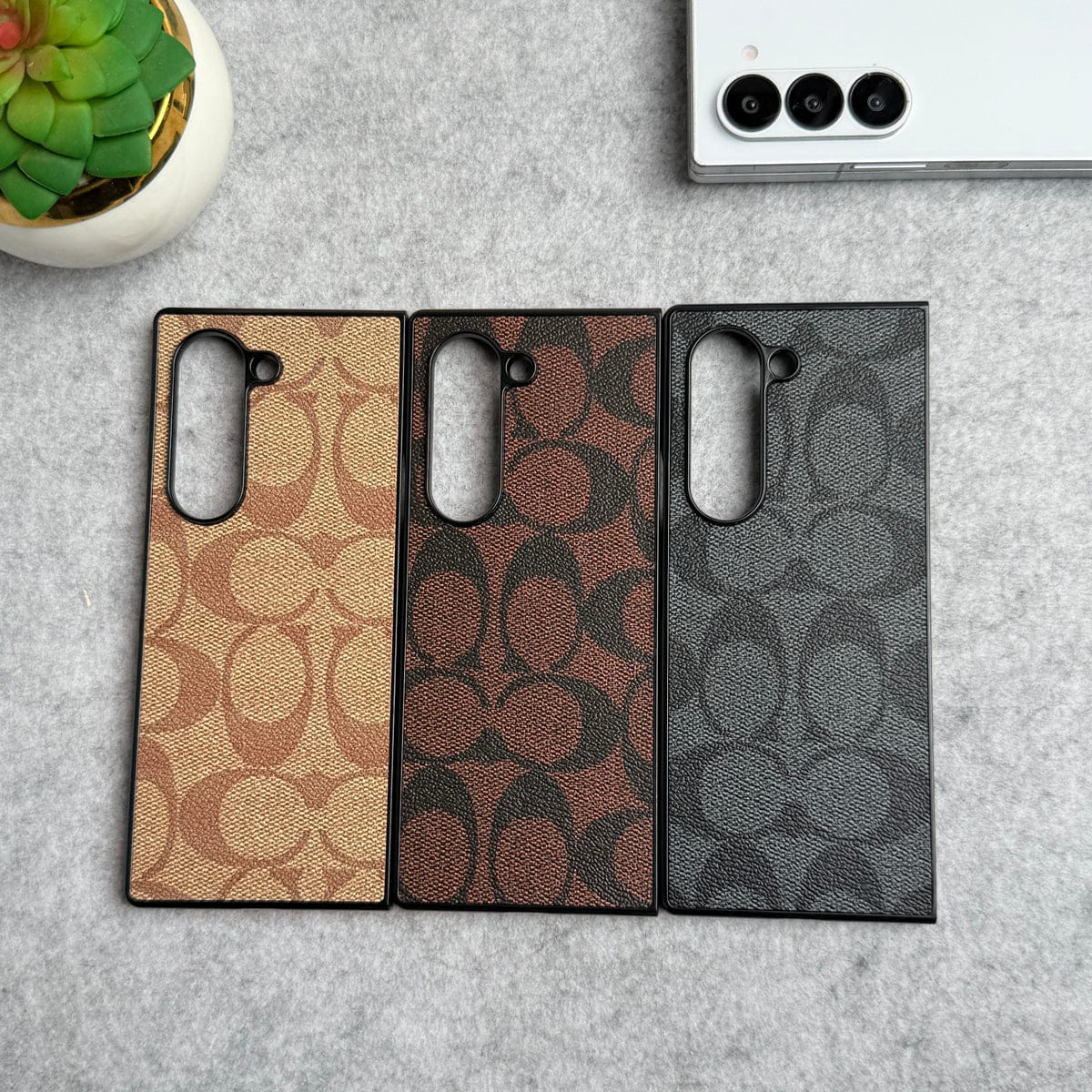 Samsung Galaxy Z Fold 5 Luxury CC Brand PU Leather Design Case Cover