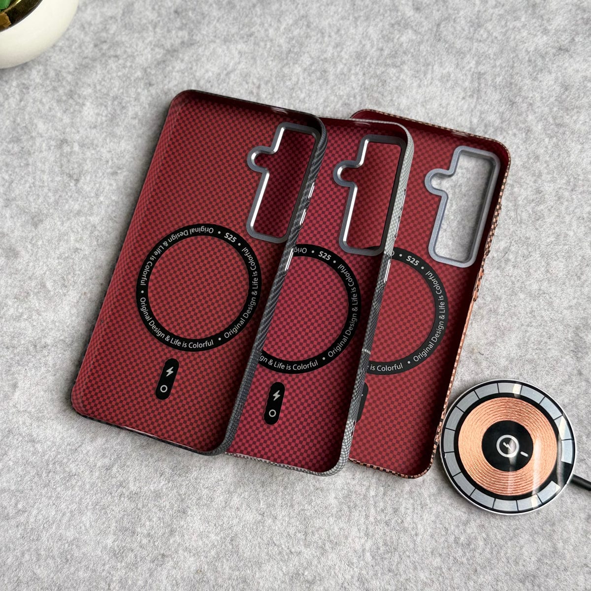 Samsung Galaxy S25 Carbon Fiber Texture Aramid Design Hard Pc MagSafe Case Cover