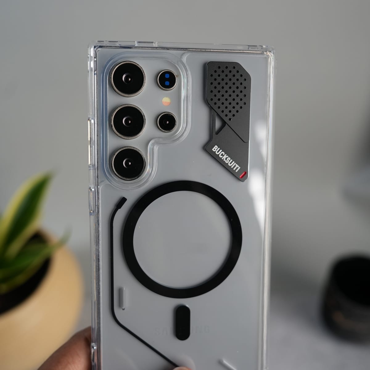 Galaxy S24 Ultra Clear MagSafe Case | Transparent Cover with Metal Grille Design