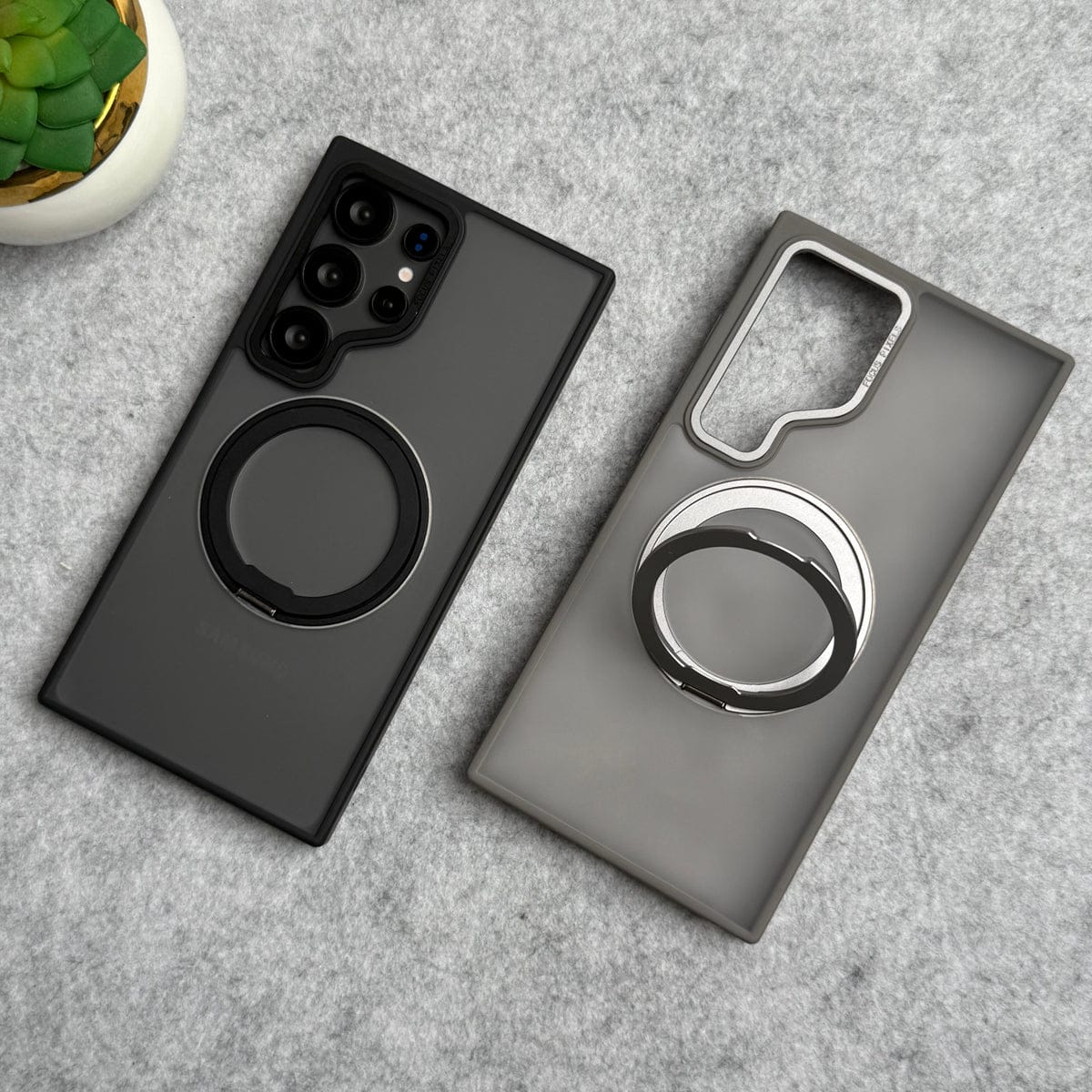 Samsung Galaxy S24 Ultra Smoke Cover With Metal Stand and Metal Camera Bump MagSafe