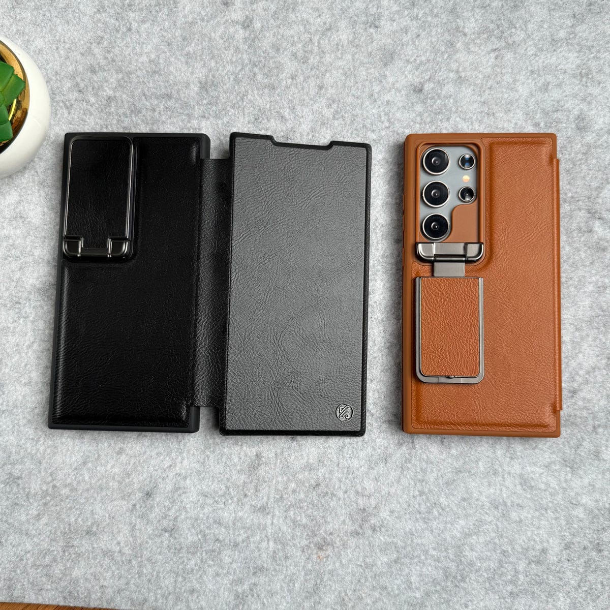 Samsung Galaxy Ultra Series Flip Case With Metal Camera Stand