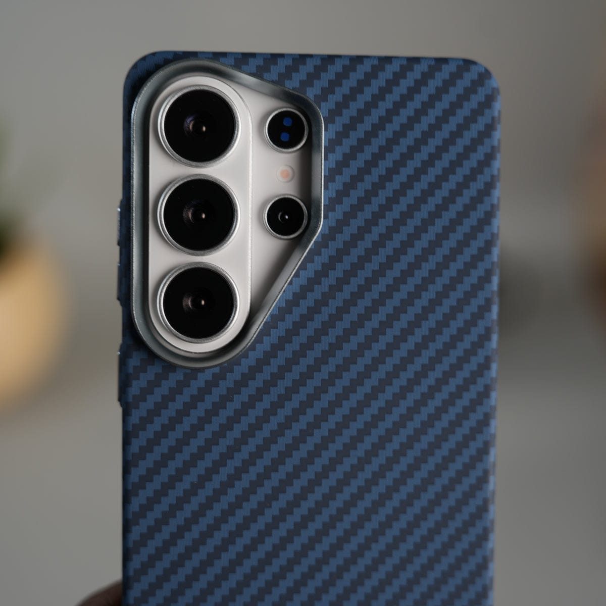 Galaxy S26 Ultra Carbon Fiber Texture Design Hard Pc MagSafe Case Cover Blue