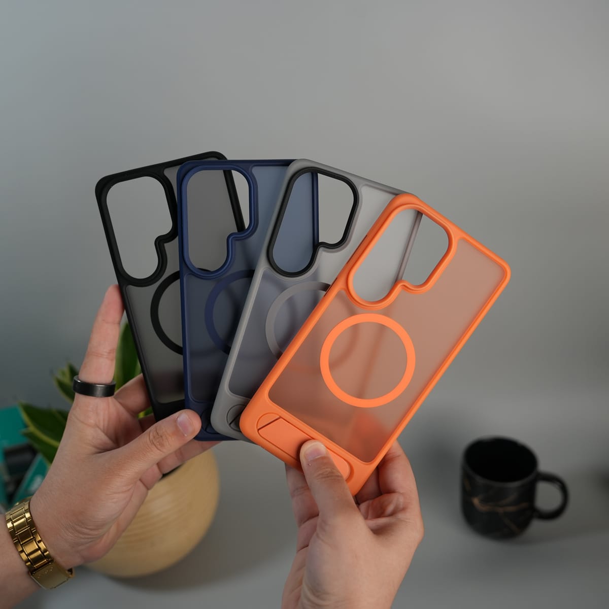 Galaxy S25 Ultra Matte Transparent MagSafe Kickstand Case | Shockproof & Clear Back Cover
