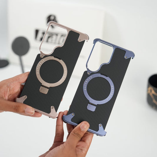 Galaxy S26 Ultra Carbon Texture Frameless Metal Kickstand Case