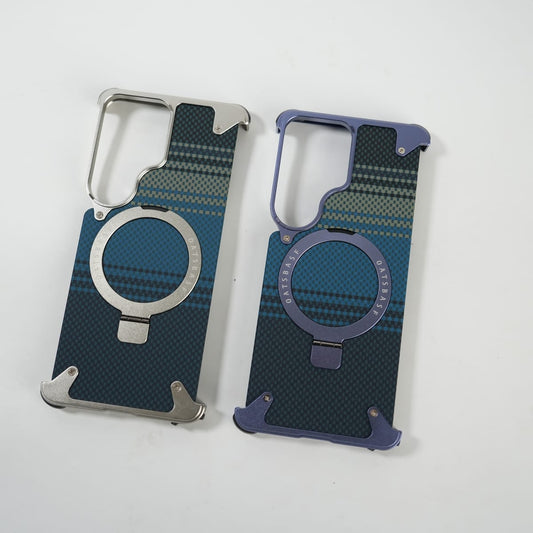 Galaxy S26 Ultra Premium Aramid Fiber Texture Frameless Metal Kickstand Case