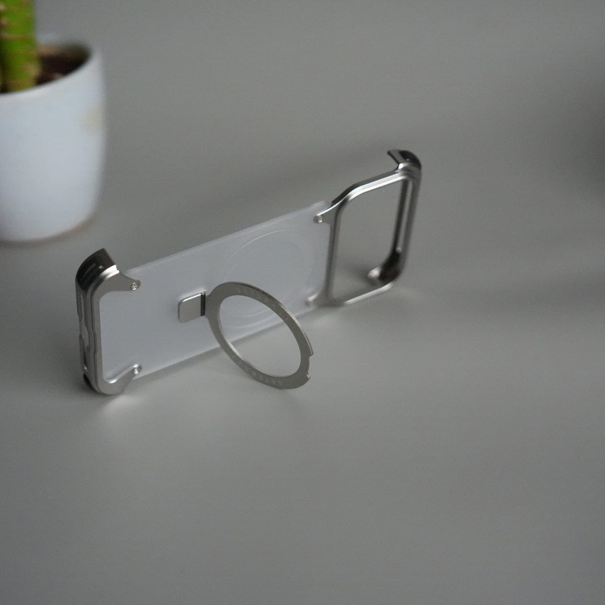 iPhone 17 Pro Max Frosted Frameless Metal Kickstand Case