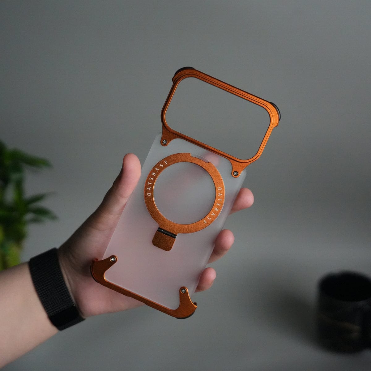 iPhone 17 Pro Max Frosted Frameless Metal Kickstand Case