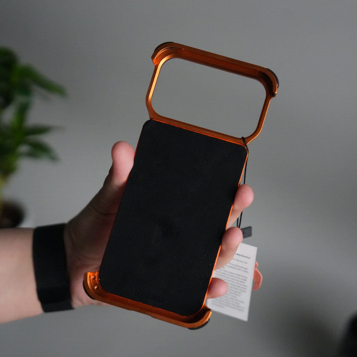 iPhone 17 Pro Max Leather Frameless Metal Kickstand Case