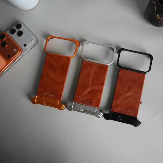 iPhone 17 Pro Magnetic Leather Case | Strong MagSafe + Metal Kickstand | Premium PU Leather Back with Aluminum Bumper Frame