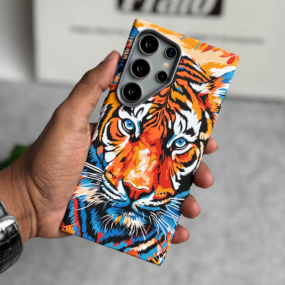 Samsung Galaxy Ultra Series Carbon Fiber Texture Tiger Lion Design Hard Pc MagSafe Case Cover