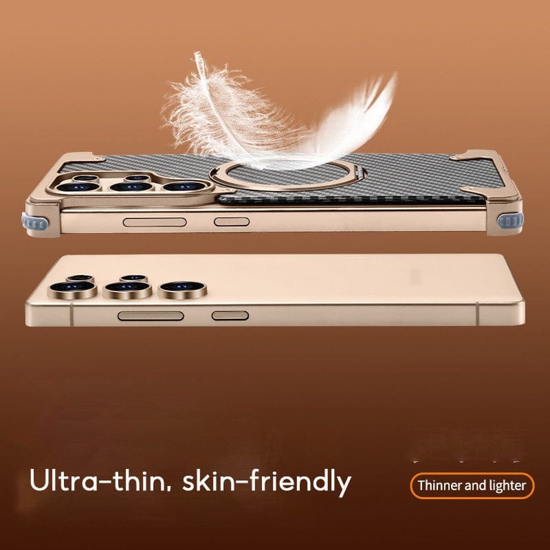 Samsung Galaxy Ultra Series Carbon Texture Frameless Metal Kickstand Case