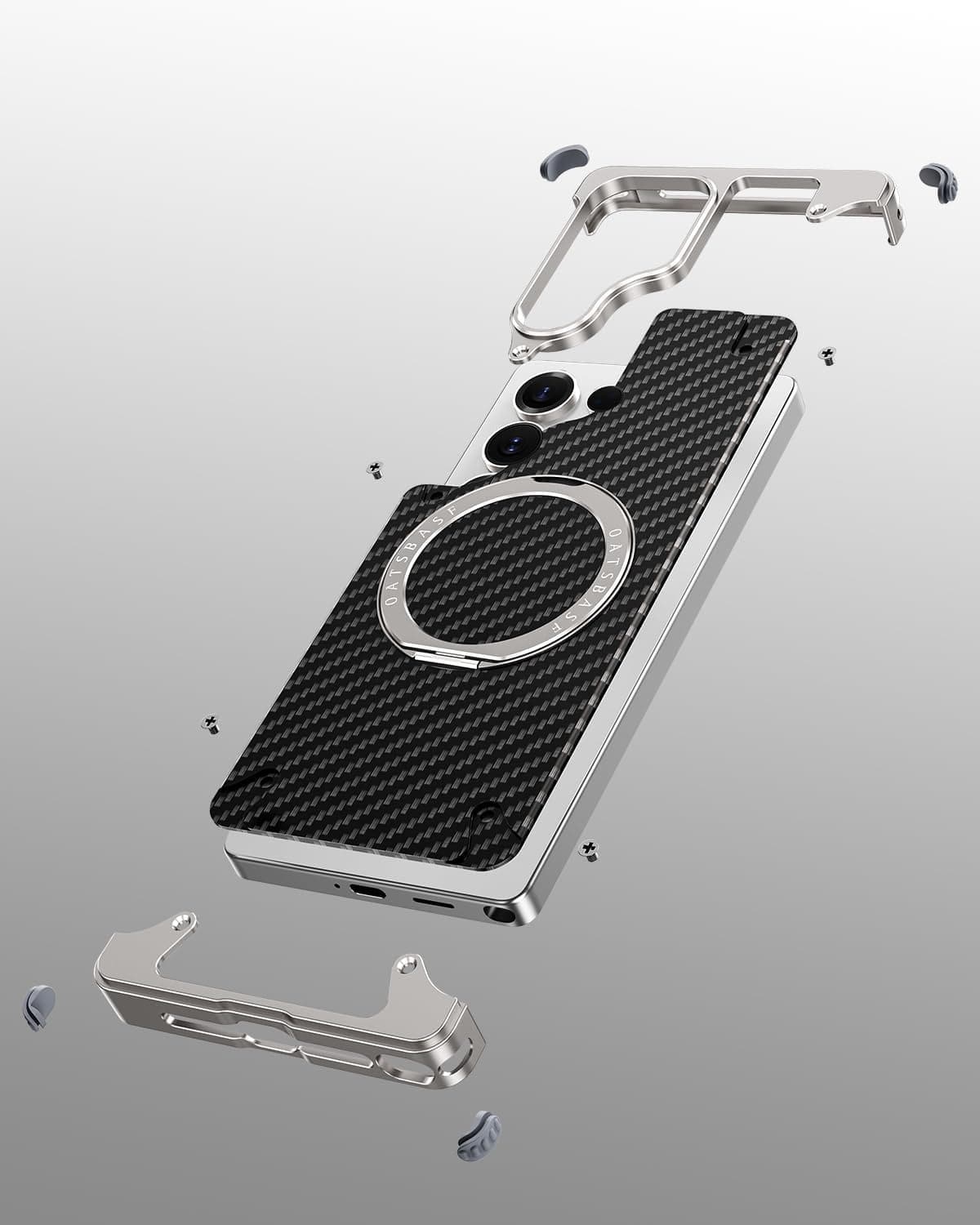 Samsung Galaxy Ultra Series Carbon Texture Frameless Metal Kickstand Case