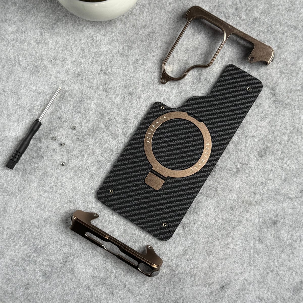 Samsung Galaxy Ultra Series Carbon Texture Frameless Metal Kickstand Case