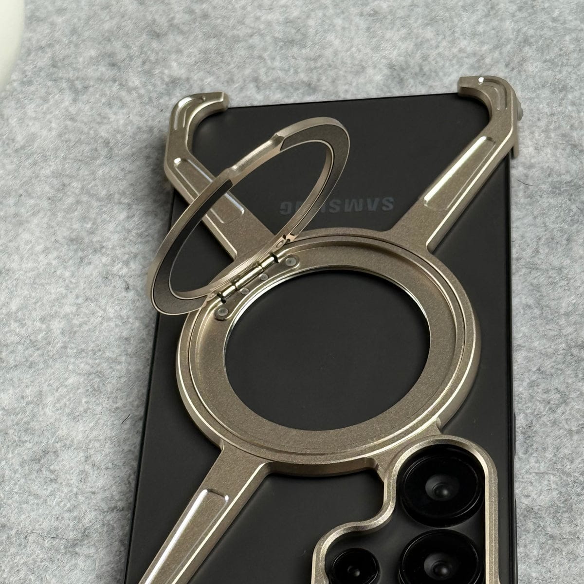 Galaxy S26 Ultra X Shape Aluminum Metal Rotating Kickstand Frameless Design Magsafe Case