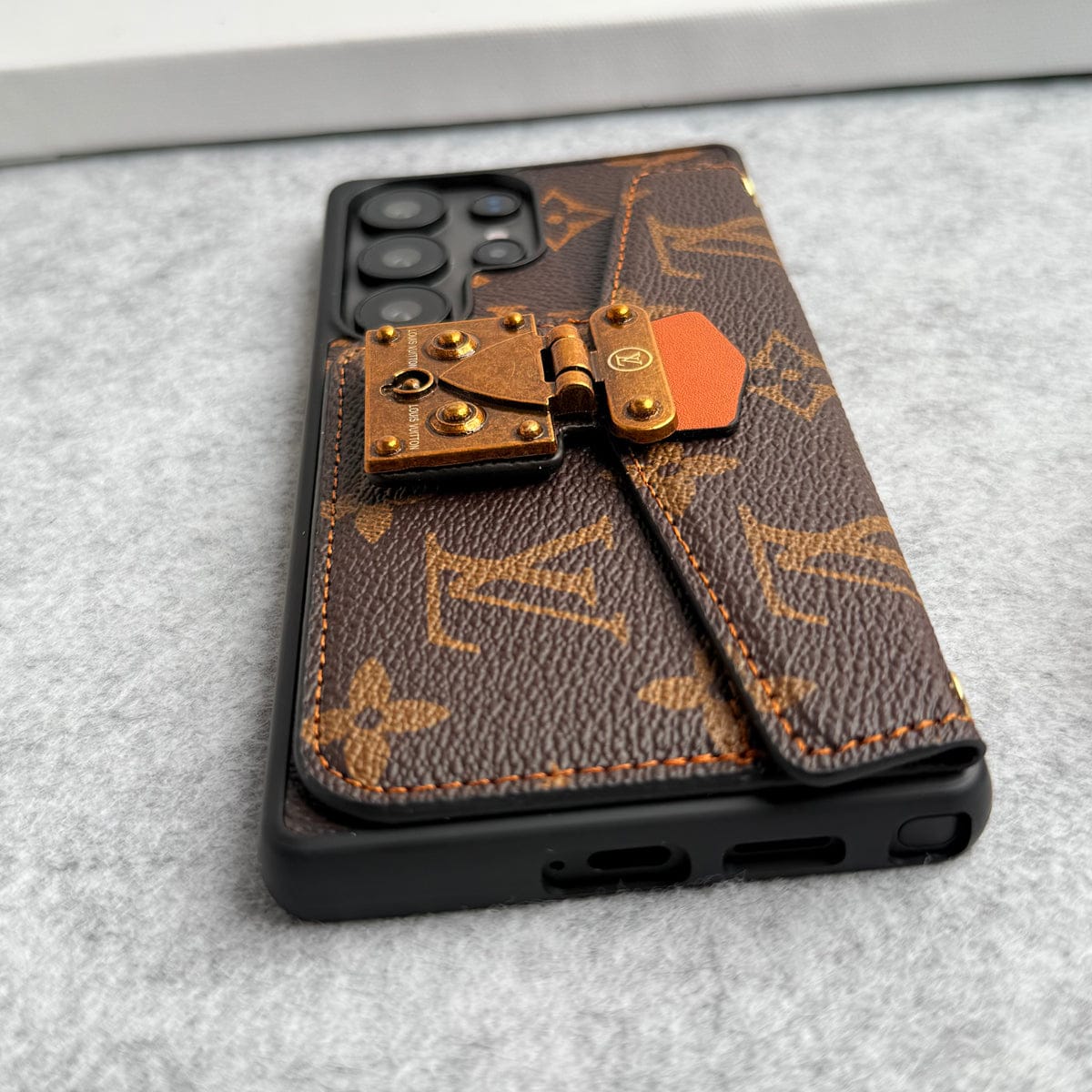 Samsung Galaxy S26 Ultra Brand Leather Card Holder Slot Lock Sling Cover