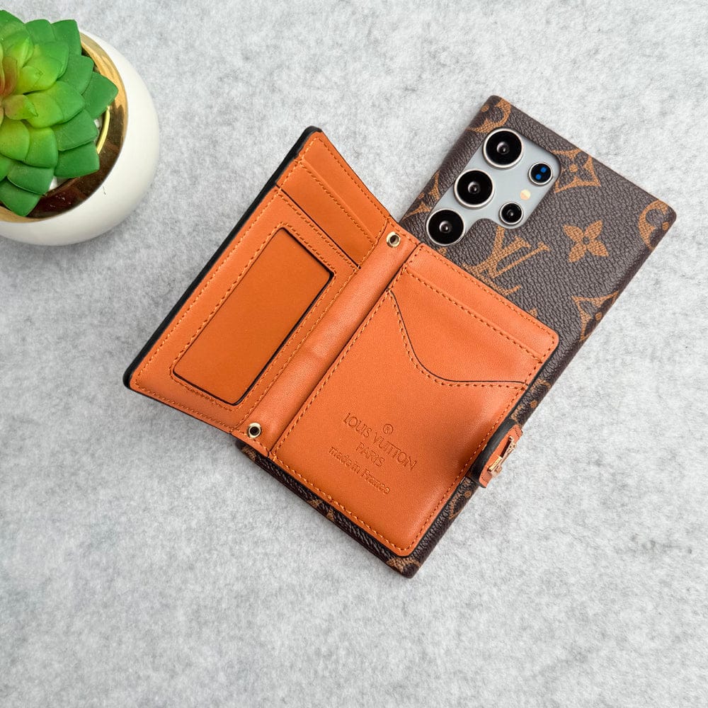 Samsung Galaxy S22 Ultra Luxury Brand Cardholder Crossbody Sling Strap Case
