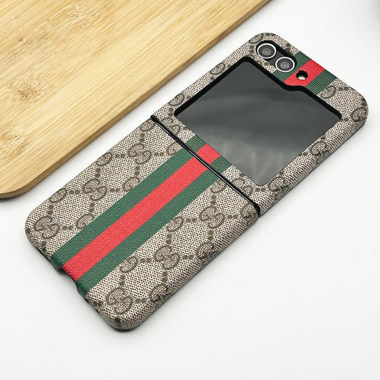 Samsung Galaxy Z Flip 5 Premium Luxury GG Brand Leather Case Cover