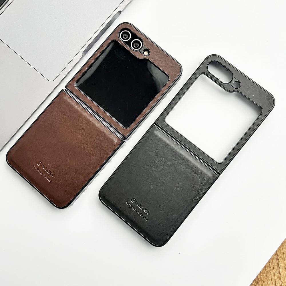 Samsung Galaxy Z Flip 6 PU Leather Plain Case Cover