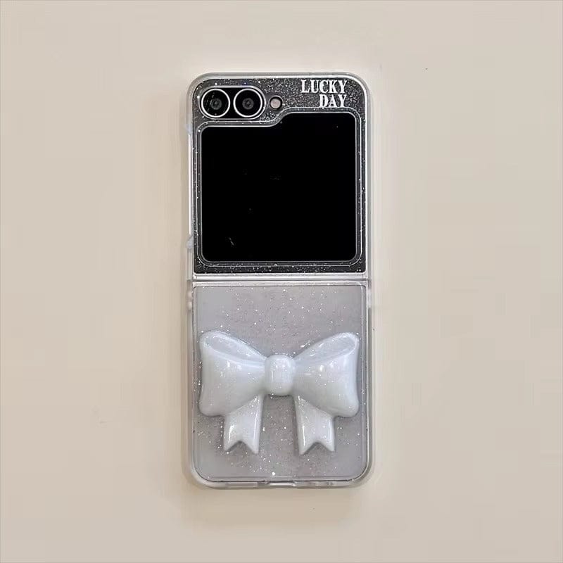 Samsung Galaxy Z Flip 7FE Luxury Glitter 3D Big Bow Pearl Pendant Cover