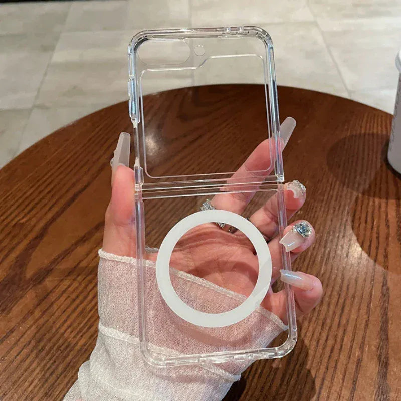 Samsung Galaxy Z Flip 7FE Transparent Case With Magnetic Charging Ring