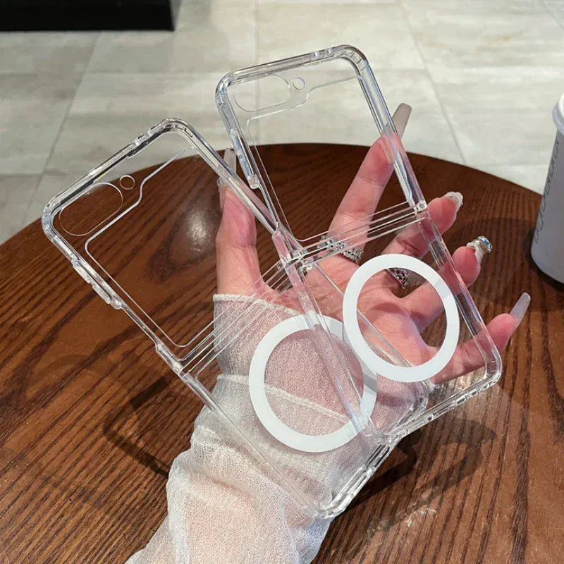 Samsung Galaxy Z Flip 7FE Transparent Case With Magnetic Charging Ring