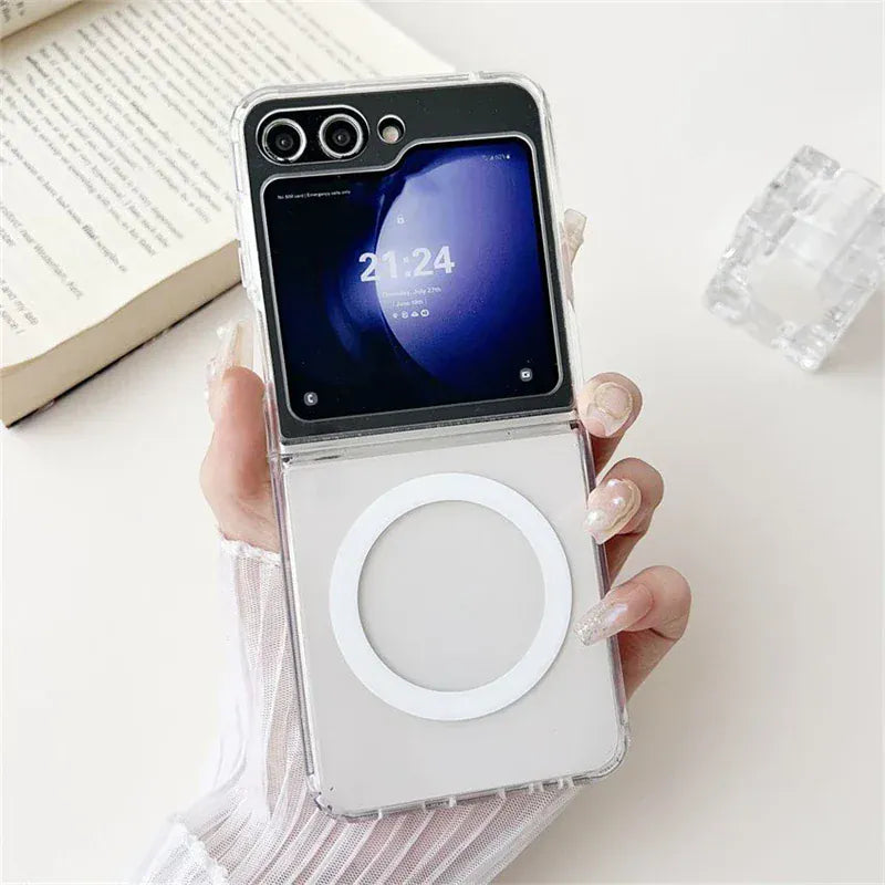 Samsung Galaxy Z Flip 7FE Transparent Case With Magnetic Charging Ring