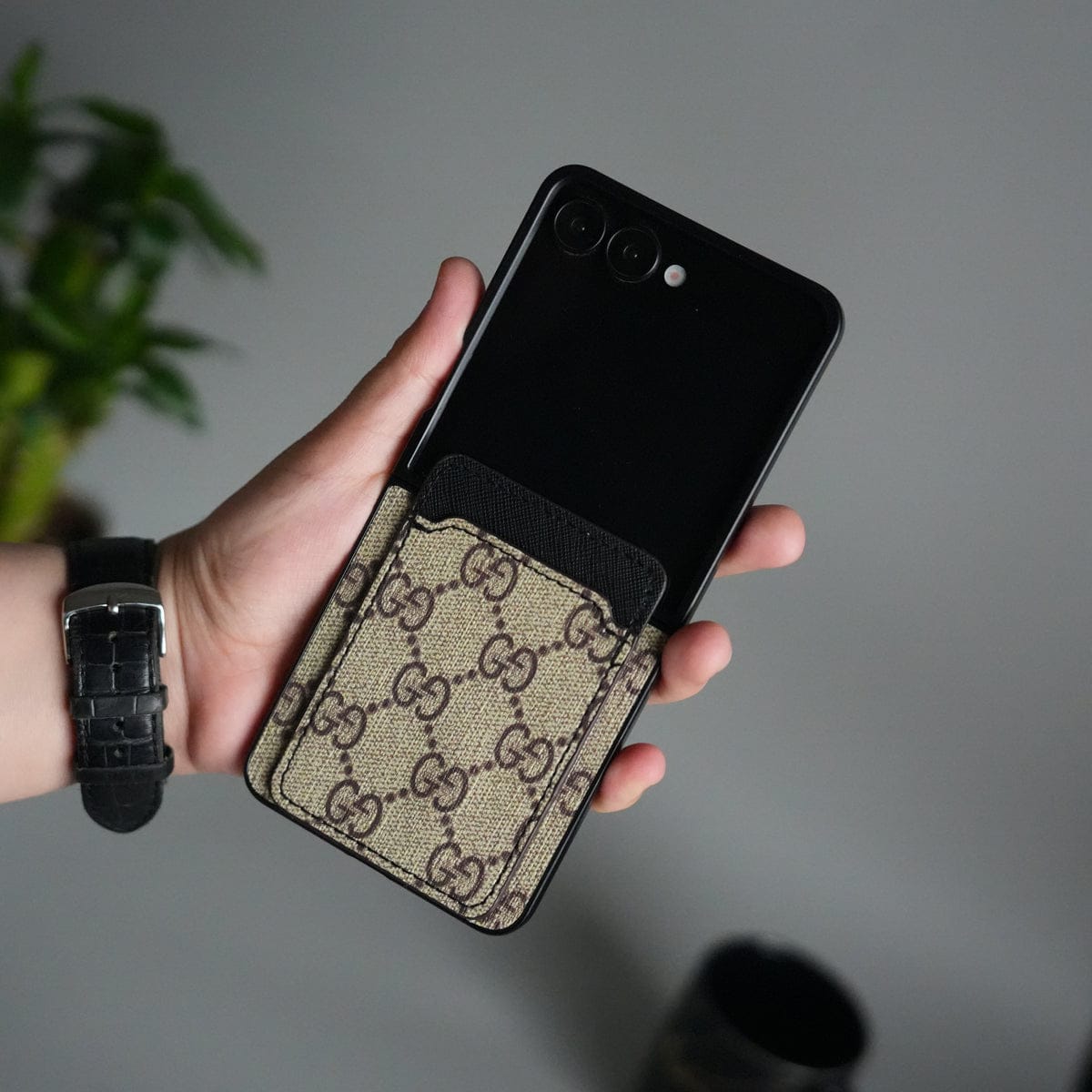 Galaxy Z Flip 7 Luxury Brand Leather Card Holder Case | Slim Wallet Back Cover