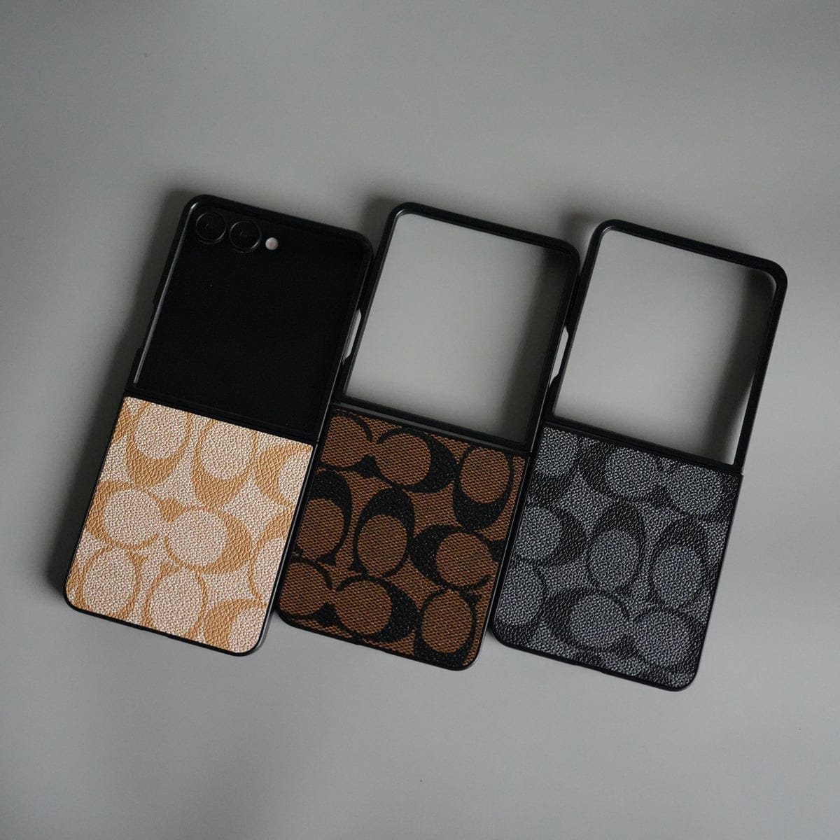 Galaxy Z Flip 7 Luxury Leather CC Pattern Case | Slim Designer Back Cover