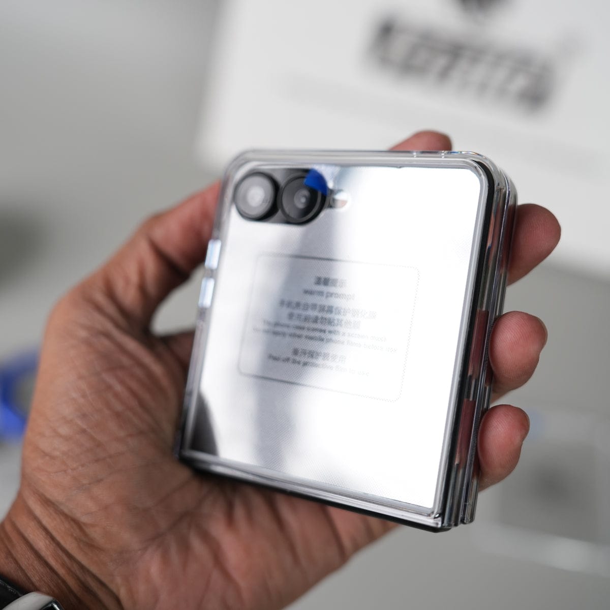 Samsung Galaxy Z Flip 7 Crystal Clear Case with 360° Rotating Stand & Front Glass Protection