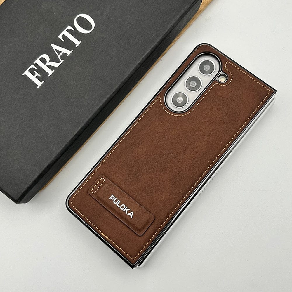 Samsung Galaxy Z Fold 5 Fall Proof Side Stitch Leather Case Cover