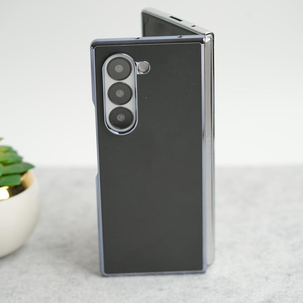 Samsung Galaxy Z Fold 7 Glossy Chrome Plated PU Leather Skin Case Cover