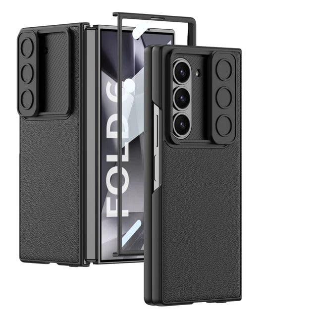Samsung Galaxy Z Fold 6 Leather Cover With Camera Protective Shetter