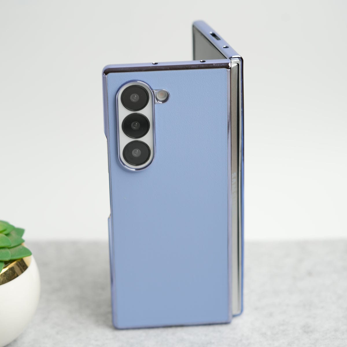 Samsung Galaxy Z Fold 7 Glossy Chrome Plated PU Leather Skin Case Cover