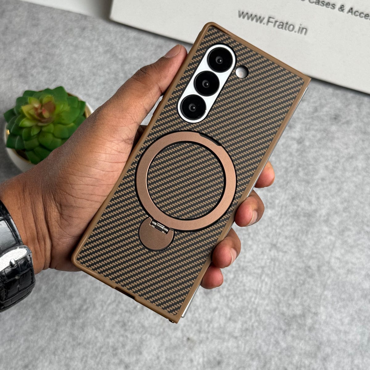 Samsung Galaxy Z fold 7 Premium Carbon Fiber Texture MagSafe Magnetic Stand Case Cover