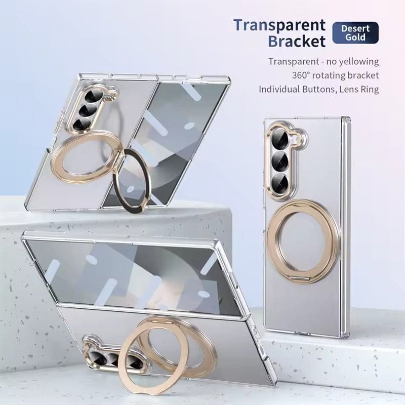 Samsung Galaxy Z Fold 6 Transparent 360Â°Rotating Magnetic Holder Case Cover