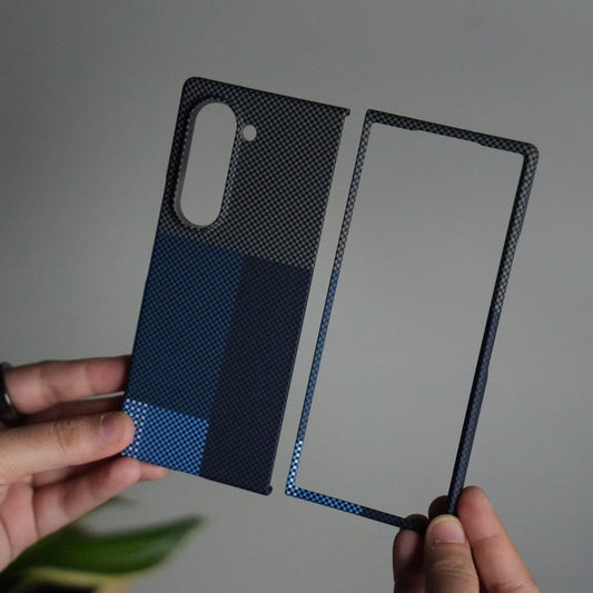 Galaxy Z Fold 6 Carbon Fiber Texture Aramid Design Hard Pc MagSafe Cover | BlueMix Design